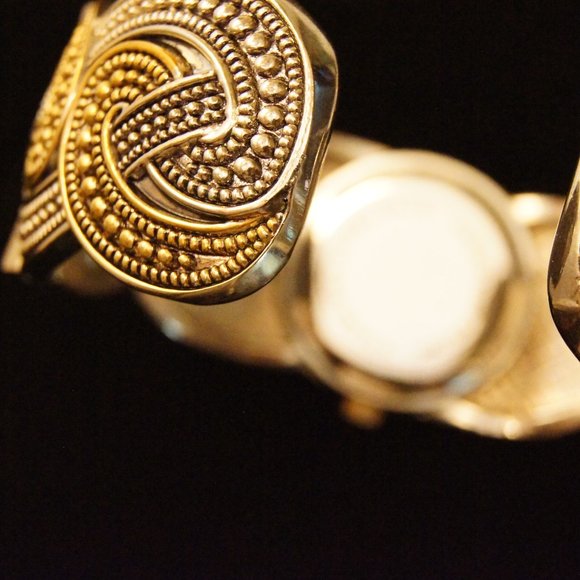 Two Tone Cuff Bracelet Watch - Picture 4 of 10